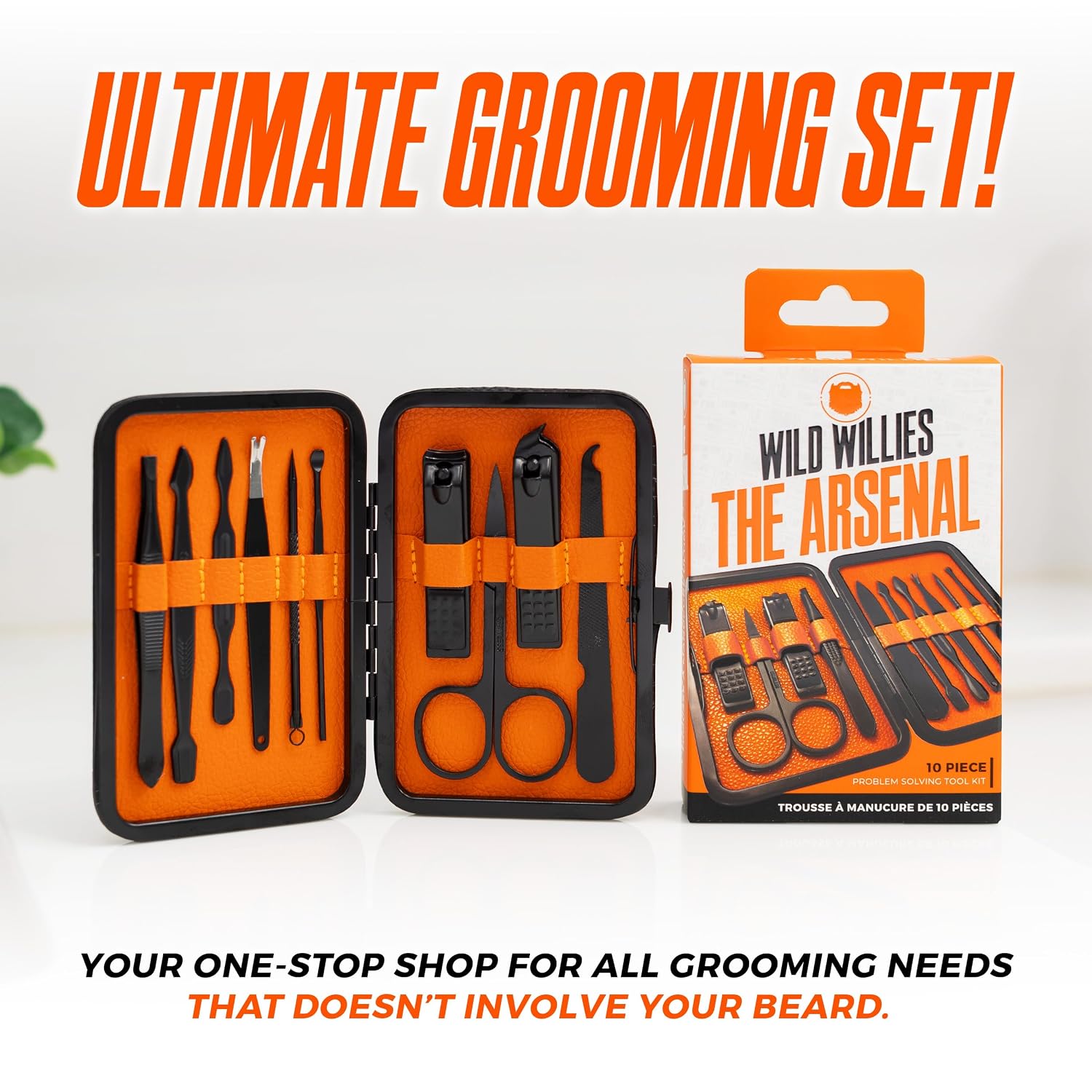 Wild Willies 10-Piece Pedicure & Manicure Kit for Men & Women - Includes Nail Clippers, Scissors, Tweezers, Files - Compact Travel Nail Grooming Kit, Mens Nail Care Set - Image 5