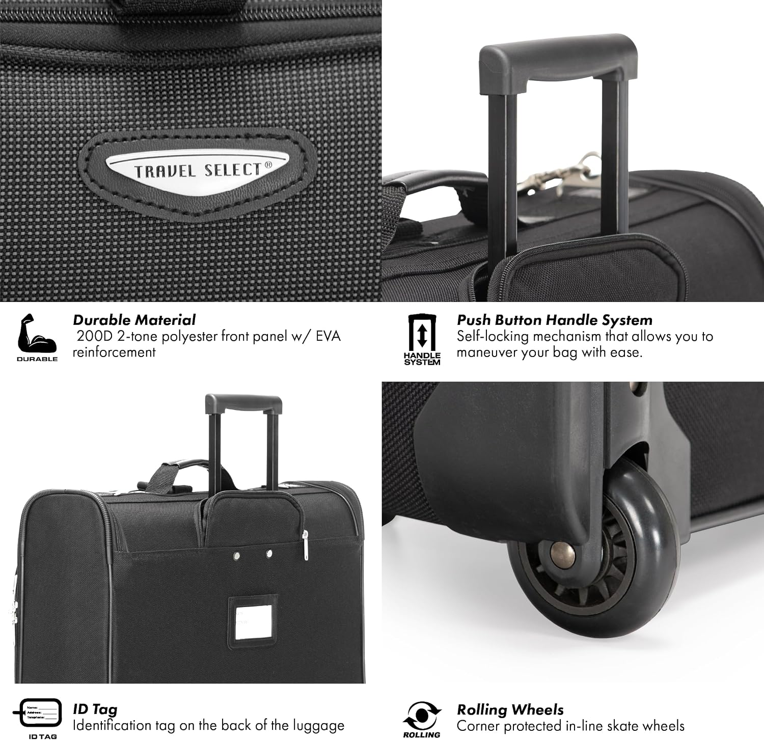 Travel Select Amsterdam Business Rolling Garment Bag, Softside Expandable Rolling 2-Wheeled Suit Carrier, Gray, One Size - Image 6