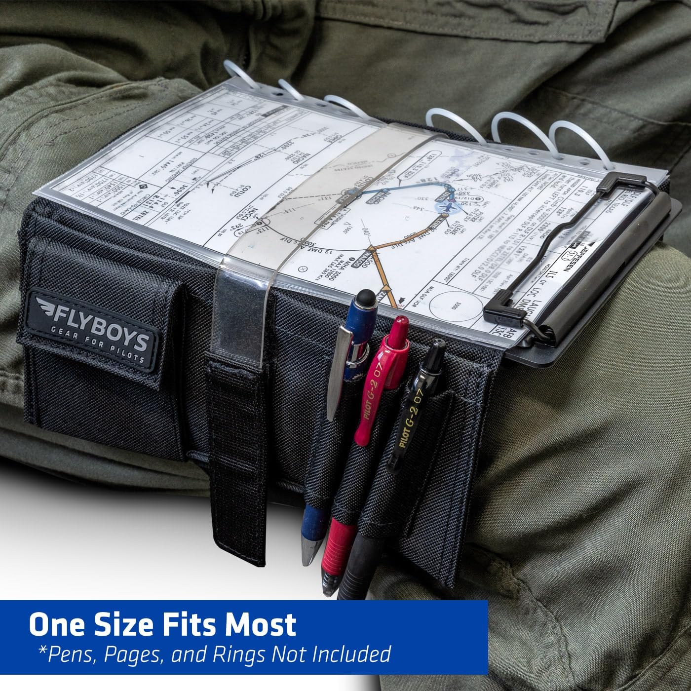 FlyBoys Classic Kneeboard for Pilots – Leg Strap, Flexible Clipboard, Eyelet Strip – General Aviation & EFB Compatible – Black - Image 4