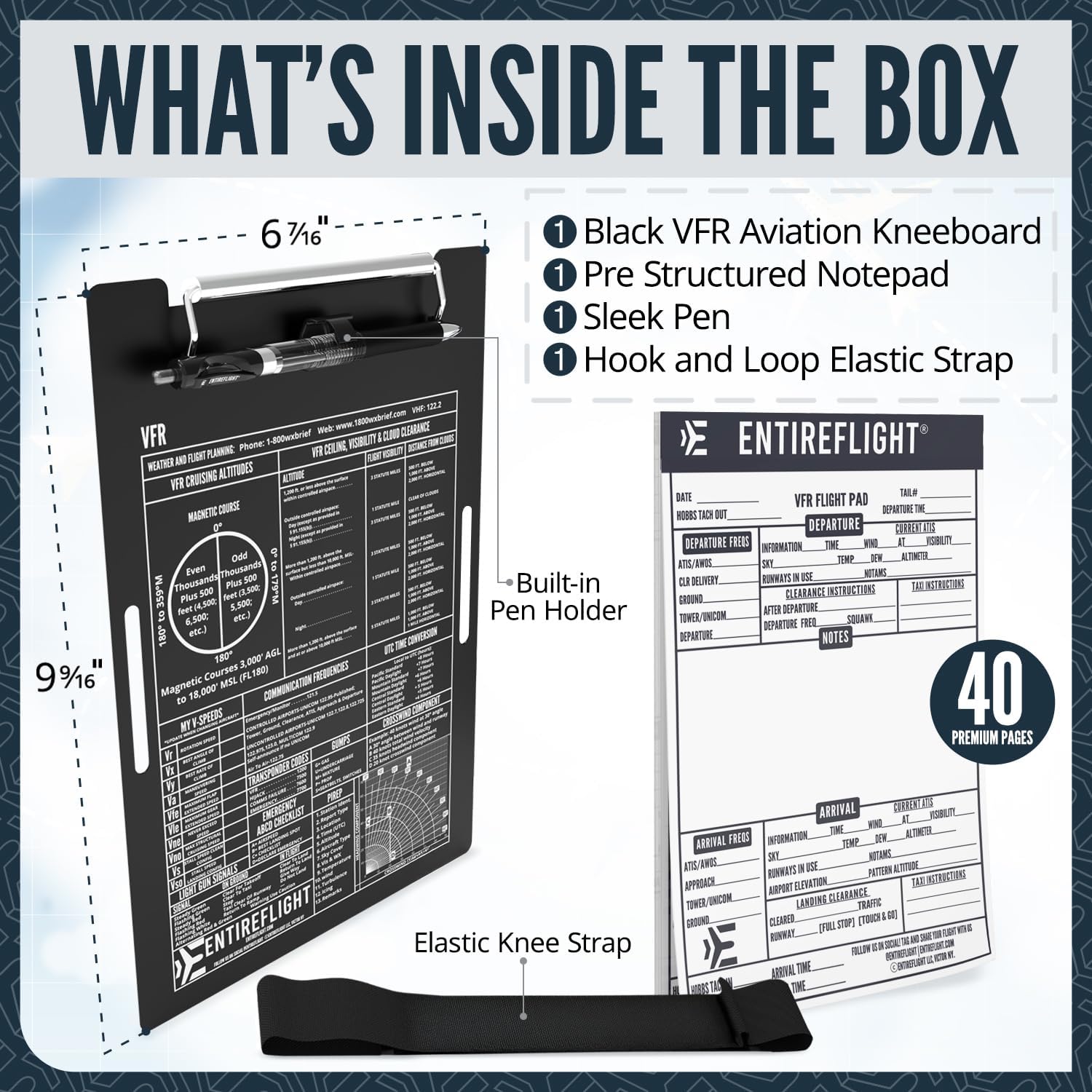 VFR Pilot Kneeboard Aviation Knee Board with Flight Notepad | Pilot Accessories for Student Pilot Essentials | Premium Aluminum Kneeboard Pilot Gear Supplies | Flight Simulator Accessories - Image 3