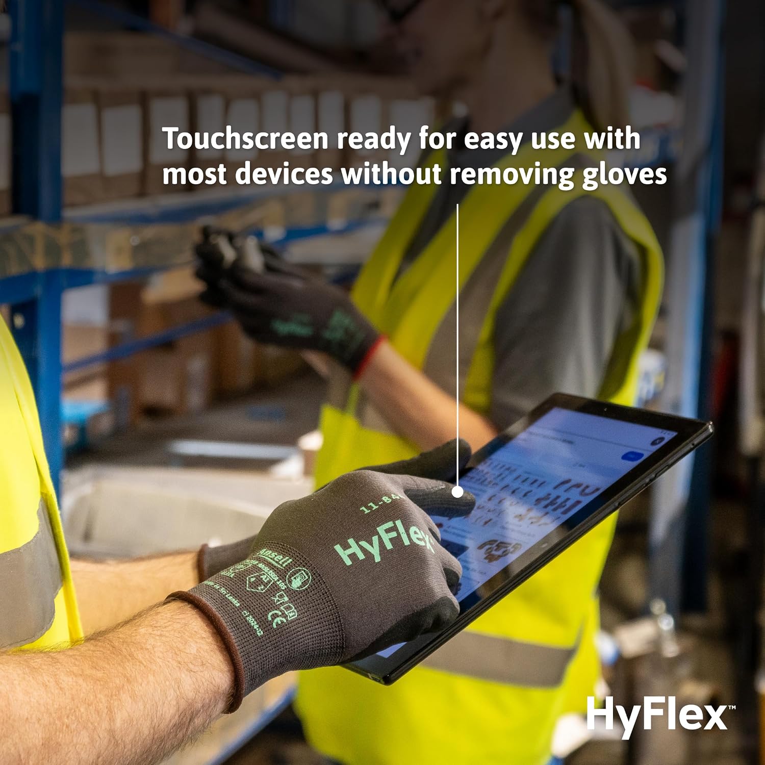 Ansell HyFlex Multi-Purpose Touchscreen Work Gloves with Aerofit Precision Comfort Technology - Image 2