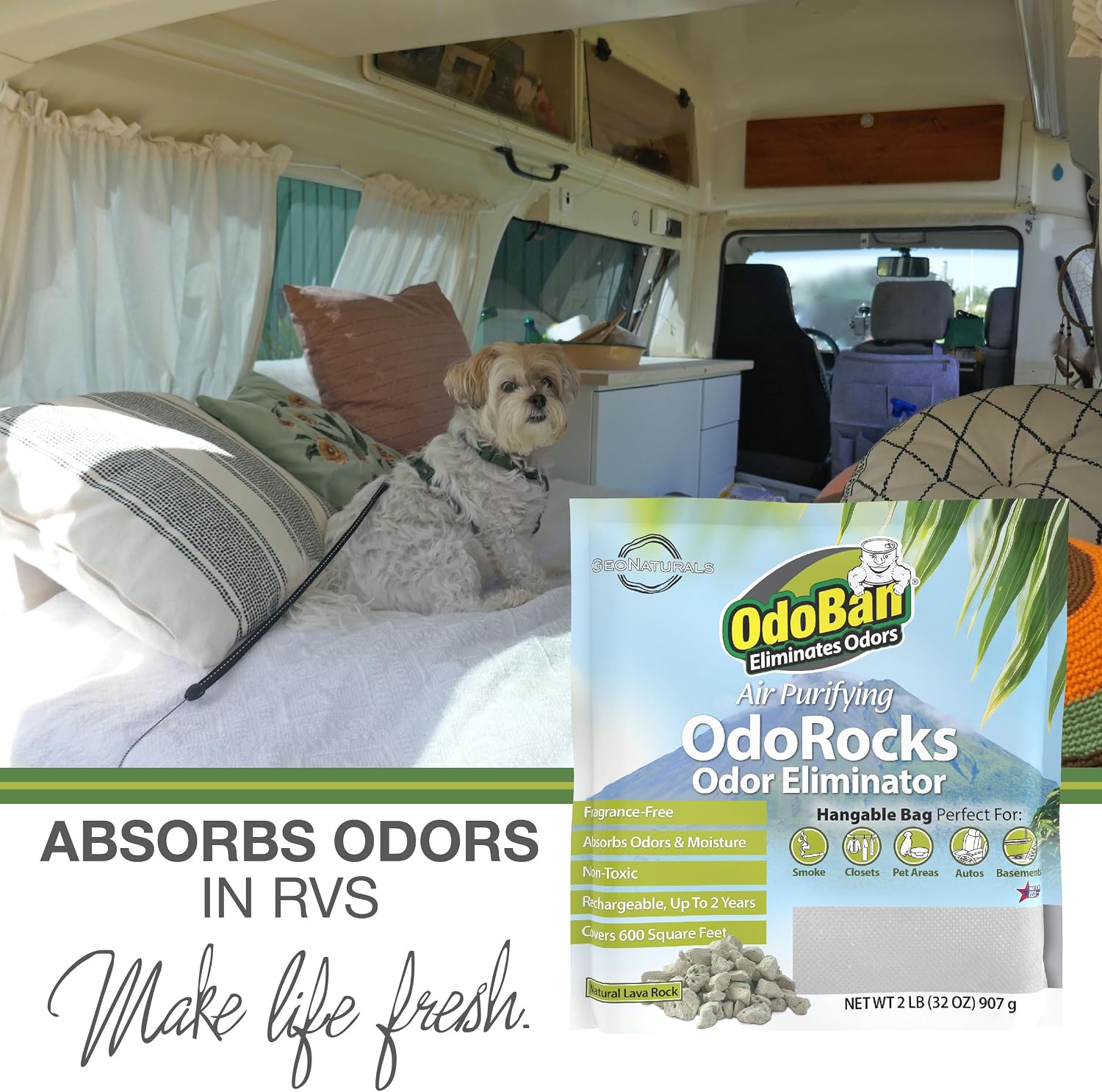OdoBan Air Purifying OdoRocks Natural Odor Eliminator Made from Natural Volcanic Rocks, Made in the USA, Fragrance Free, 2 Pound Bag - Image 7