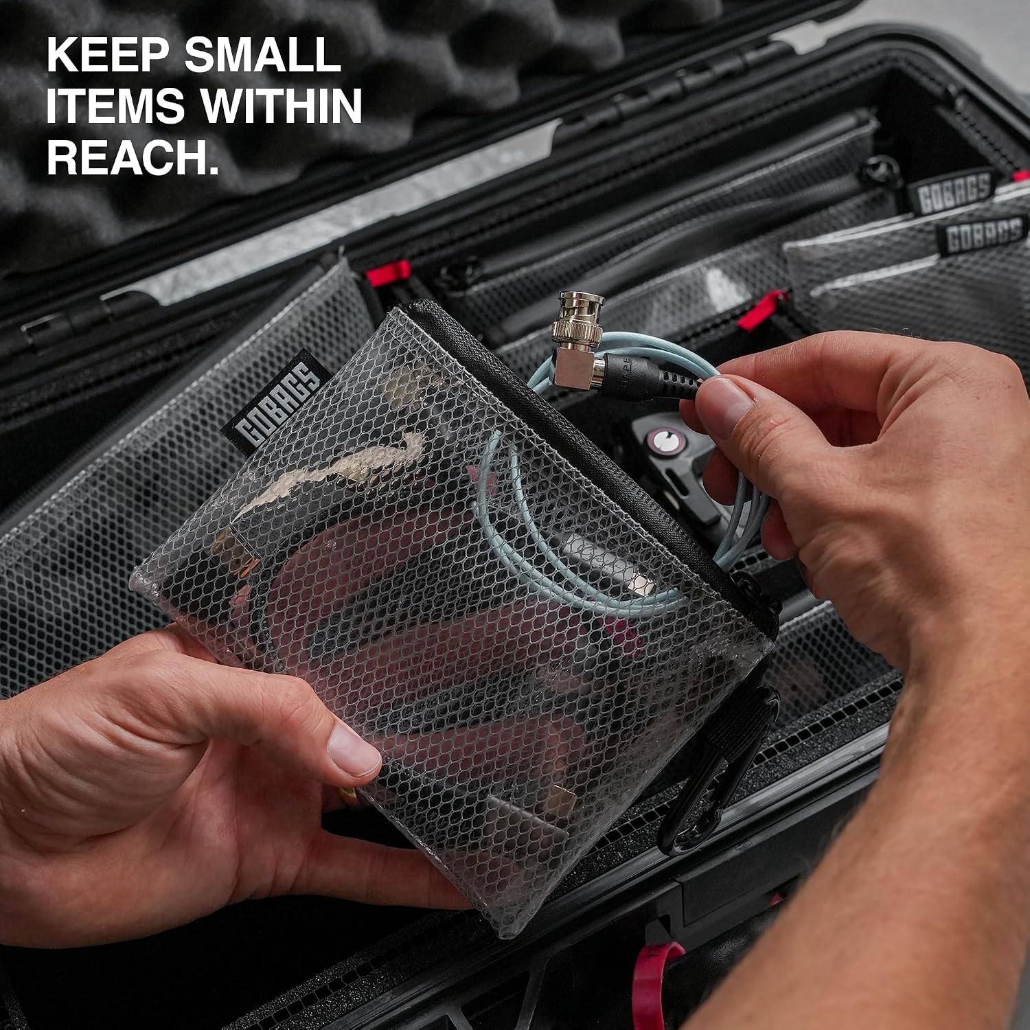 GOBAGS Air Production Multi-Size Clear Zipper Pouch (4‑Pack) – Cable Organizer & Travel Gear Bag for Electronics, Camera Accessories, Tool Pouch & Small Tech Storage - Image 9