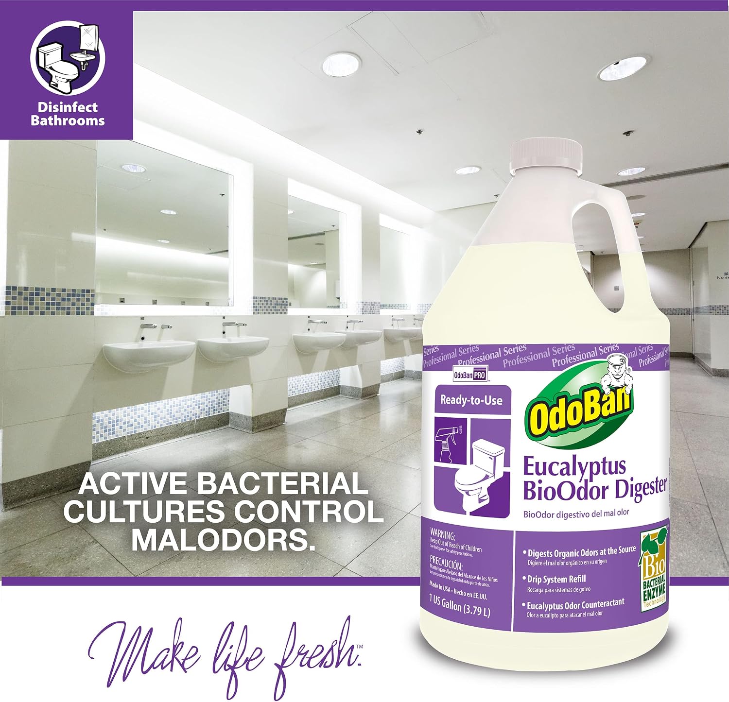 OdoBan Professional Cleaning Ready-to-Use BioOdor Digester Harsh Aroma Counteractant, Made in the USA, 2-Pack, 1 Gallon Each - Image 2