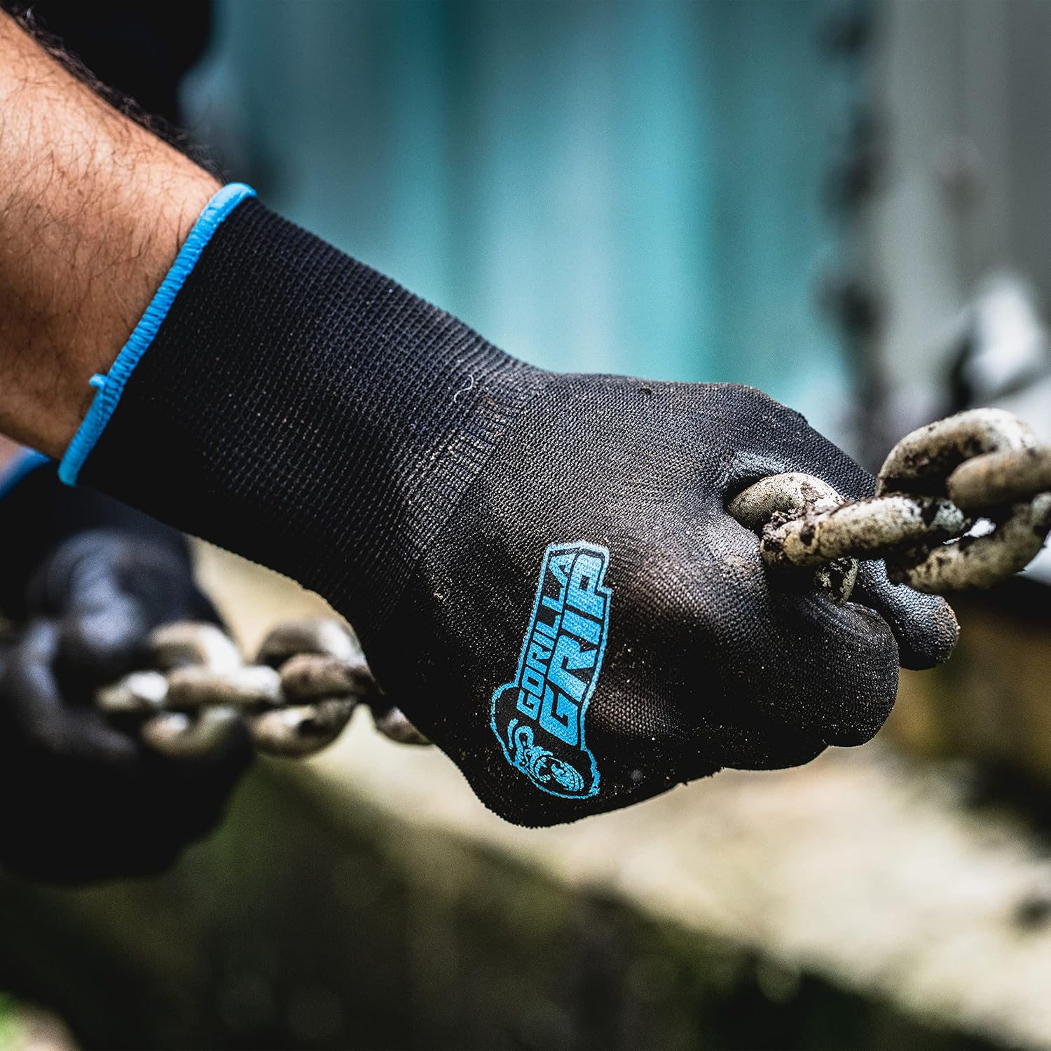Gorilla Grip Work Gloves, Never Slip Maximum Grip All-Purpose, Gloves for Men, Superior in Wet, Dry, Oily Conditions, Polymer Palm, Medium Size, 25 Pairs, Black/Blue | 25047-25 - Image 7