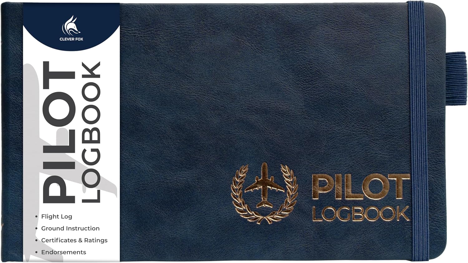 Clever Fox Pilot Logbook – Hardcover Flight Log Journal for Professional & Student Pilots – Aircraft Record Book, Aviation Gifts & Gear (Skyline Blue)