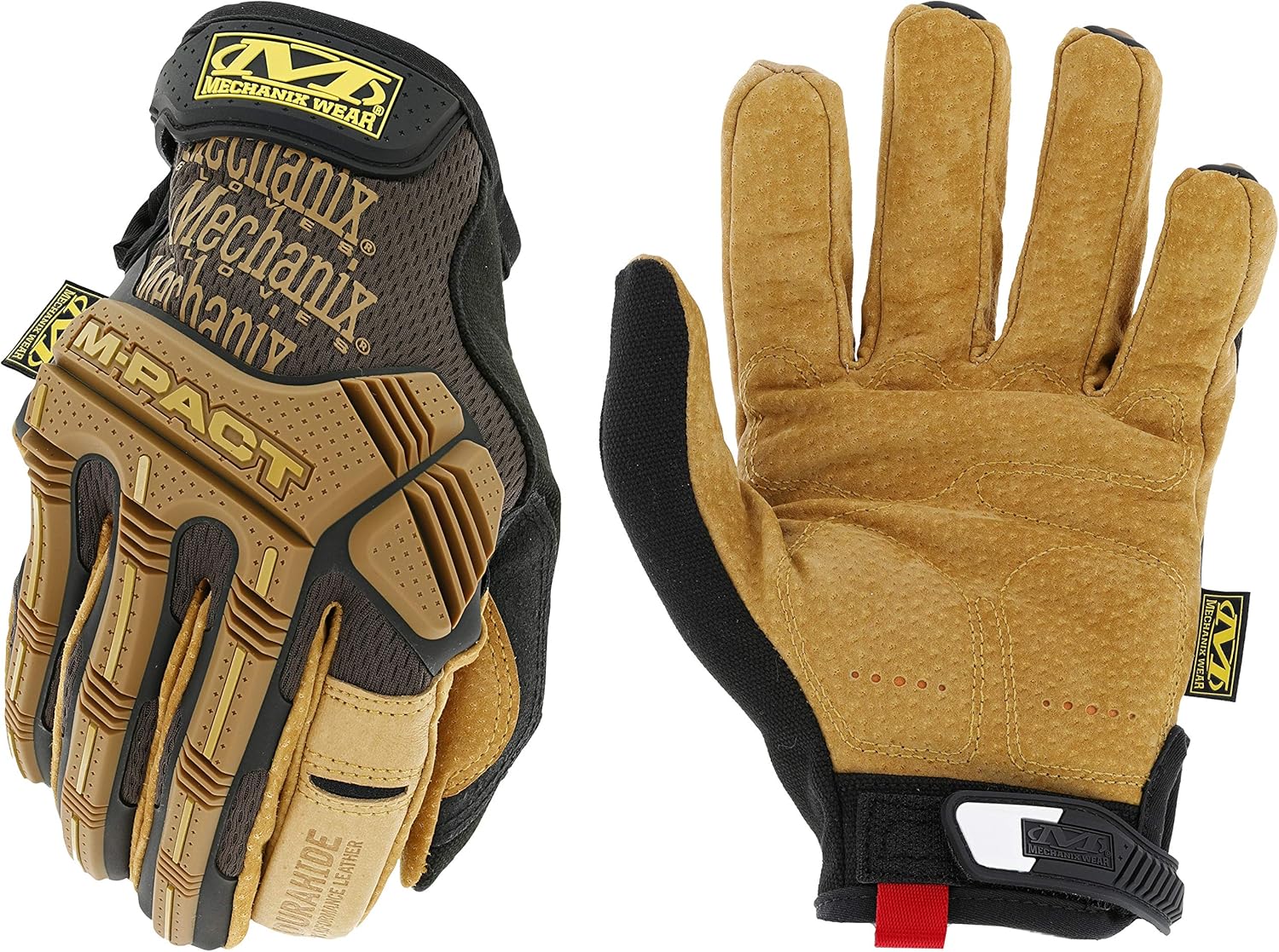 Mechanix Wear M-Pact Leather Gloves - Leather Impact-Resistant Work Gloves for Hand Support - Breathable Design - Shock Absorbing - Machine Washable - Brown/Black - X-Large
