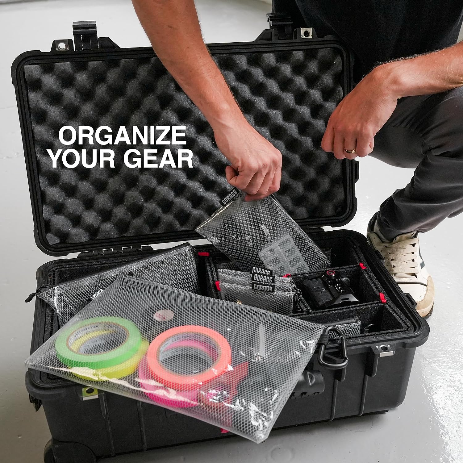 GOBAGS Air Production Multi-Size Clear Zipper Pouch (4‑Pack) – Cable Organizer & Travel Gear Bag for Electronics, Camera Accessories, Tool Pouch & Small Tech Storage - Image 5