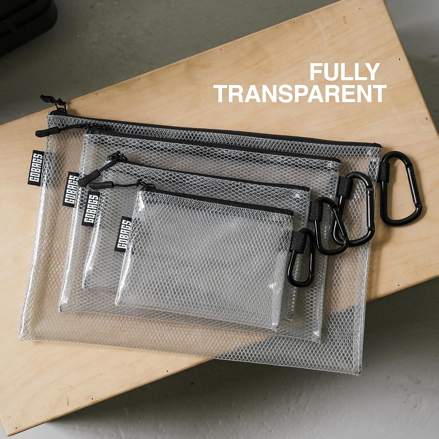 GOBAGS Air Production Multi-Size Clear Zipper Pouch (4‑Pack) – Cable Organizer & Travel Gear Bag for Electronics, Camera Accessories, Tool Pouch & Small Tech Storage - Image 8