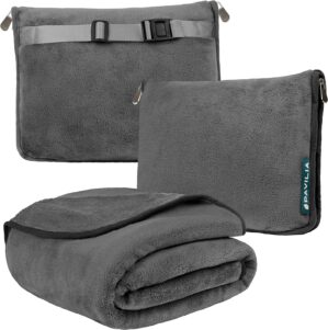 PAVILIA Travel Blanket Pillow, Soft...