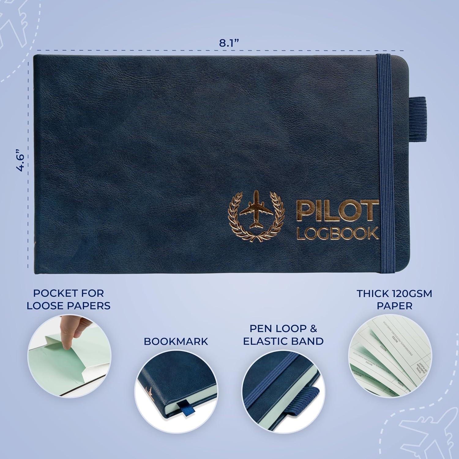 Clever Fox Pilot Logbook – Hardcover Flight Log Journal for Professional & Student Pilots – Aircraft Record Book, Aviation Gifts & Gear (Skyline Blue) - Image 2