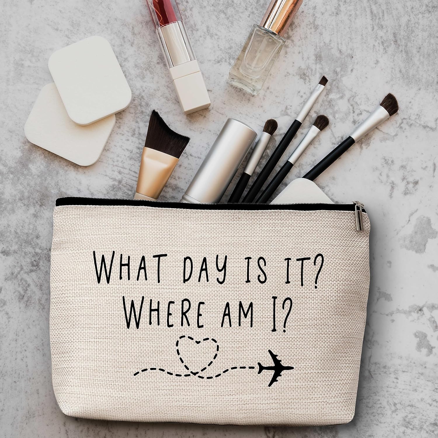 AWSICE Flight Attendant Makeup Bag What Day Is It Where Am I Cosmetic Travel Toiletry Bags Friendship Gift For Stewardess Flight Crew Women Sister Friend-A13 - Image 3
