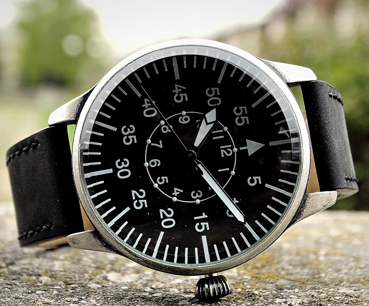 Mil-Tec Vintage Aviator Watch Black Dial Quartz Mens Flieger Pilot World War 2 Wristwatch - Image 8