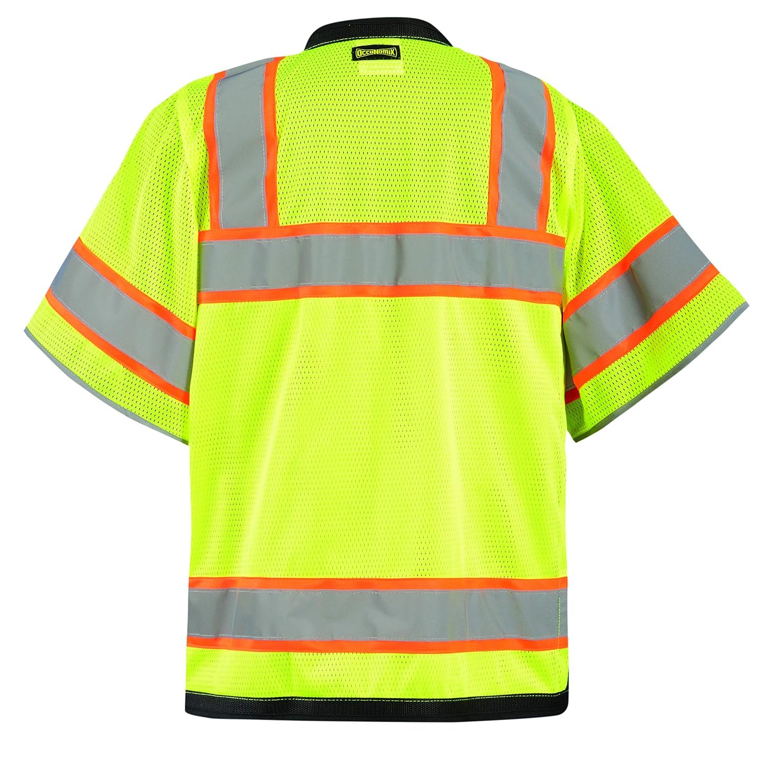 OccuNomix LUX-HDS2T3-YXL Heavy Duty Solid/Mesh Two-Tone Surveyor Vest with Zipper, 8 Pockets, Class 3, 100% ANSI Polyester, X-Large, Yellow (High Visibility) - Image 2