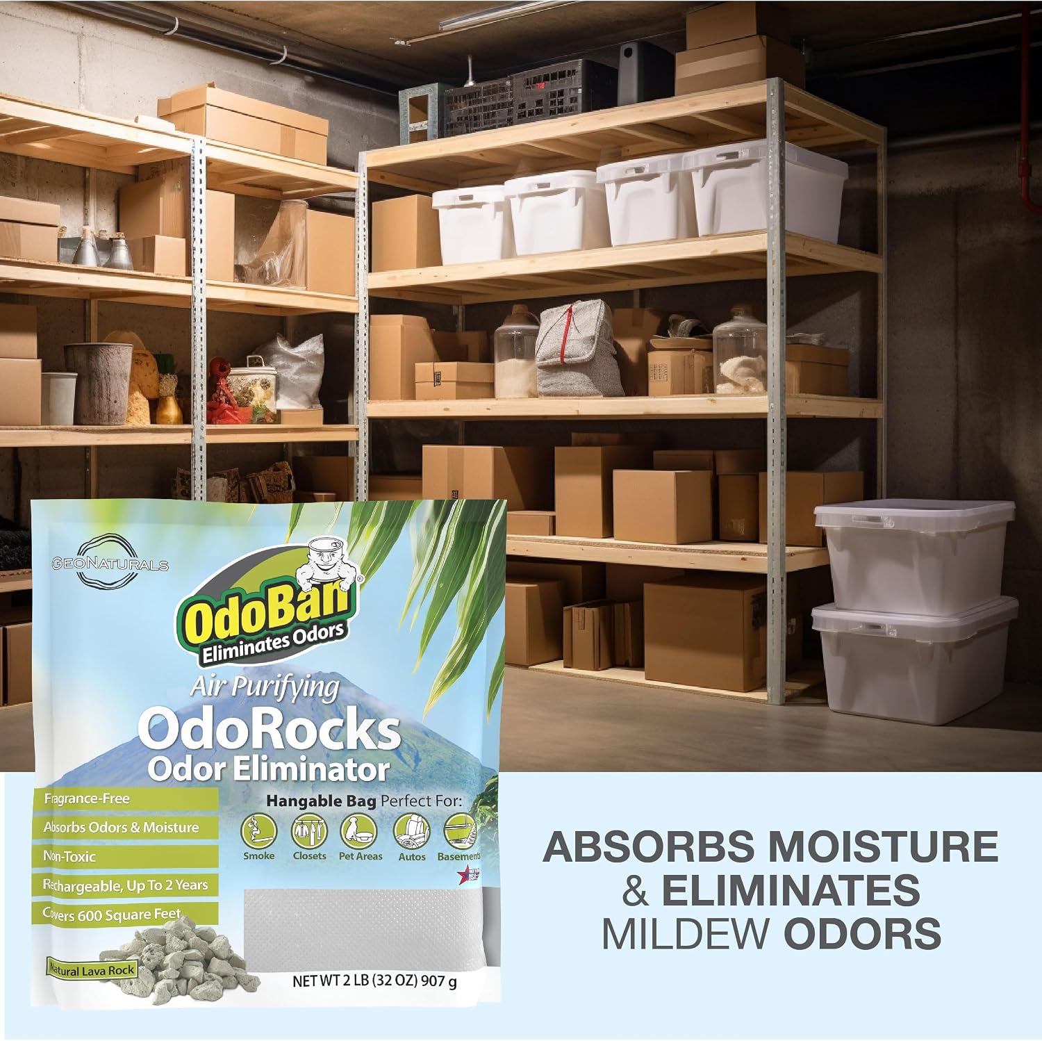 OdoBan Air Purifying OdoRocks Natural Odor Eliminator Made from Natural Volcanic Rocks, Made in the USA, Fragrance Free, 2 Pound Bag - Image 6