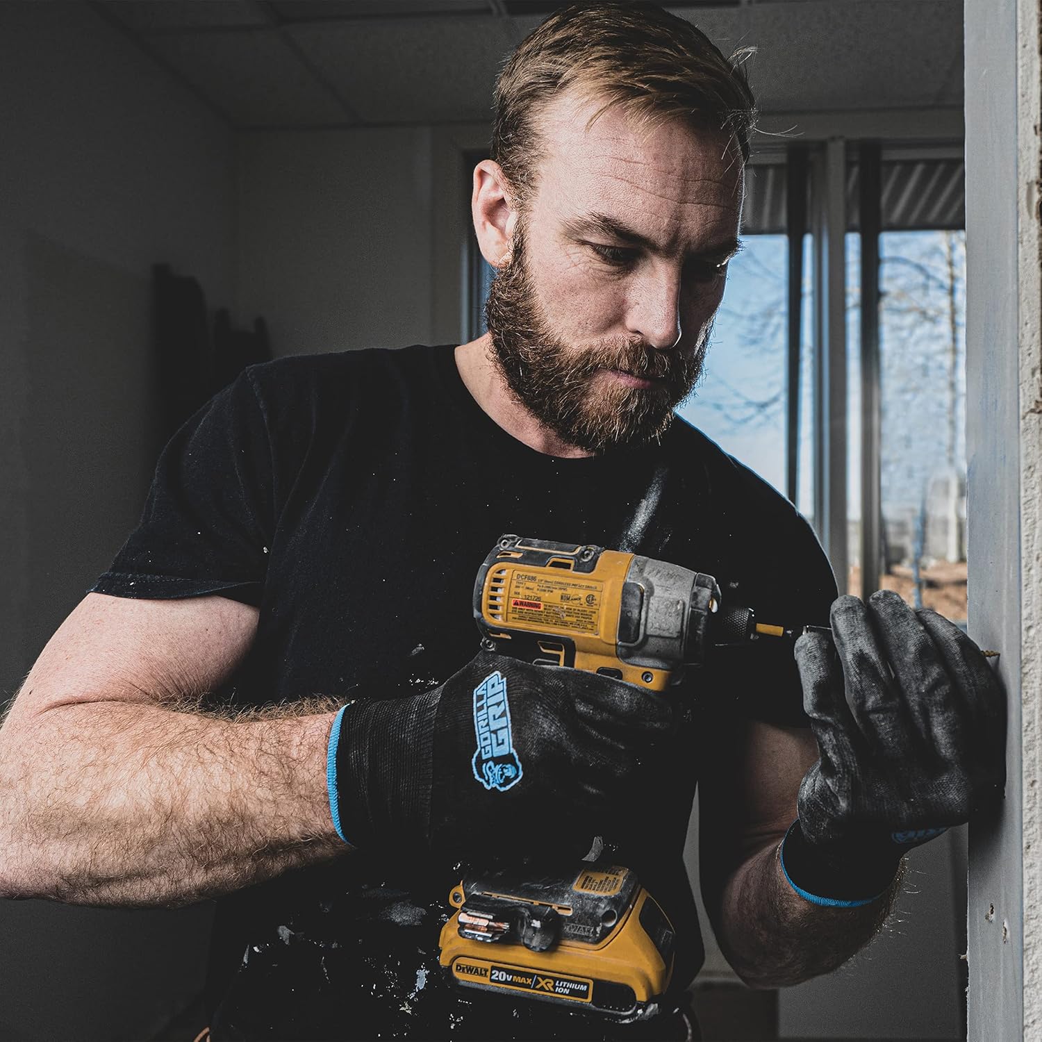 Gorilla Grip Work Gloves, Never Slip Maximum Grip All-Purpose, Gloves for Men, Superior in Wet, Dry, Oily Conditions, Polymer Palm, Medium Size, 25 Pairs, Black/Blue | 25047-25 - Image 4