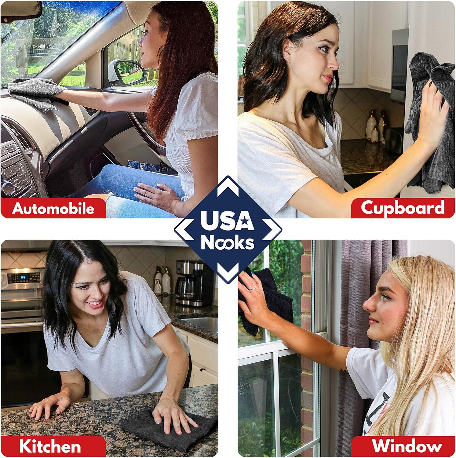 USANOOKS Premium 300GSM Microfiber Cleaning Cloth - 12.5"x12.5" High Performance - 1200 Washes, Ultra Absorbent Microfiber Towels for Cars Undercarriage, Rims & Engine Bay Cleaning - Microfiber Cloth - Image 7