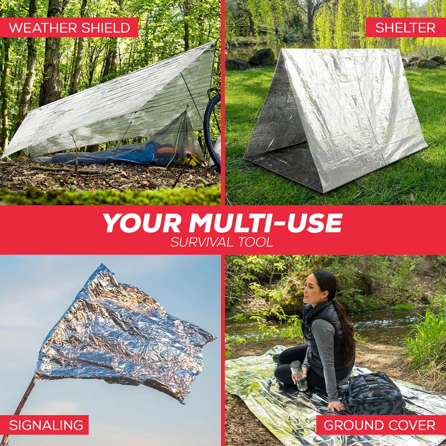 Mart Cobra Emergency Blanket 100-Pack | Reflective Thermal Blanket | Survival Gear | Lightweight Mylar Blankets | Retains 90% Body Heat | Essential for Camping, First Aid, Homeless Care Package Bulk - Image 6