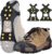 TENOC Ice Cleats Crampons for Shoes and Boots 1 Pair, Snow Grips with 10 Steel Studs Traction, Anti-Slip Walk Spikes for Hiking, Fishing & Winter Walking, Safe Footwear Cover, Black