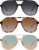 YDAOWKN Retro Square Aviator Sunglasses for Womens Mens Vintage 70s Double Bridge Sun Glasses