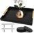 SXNOWS Coffee Table Trays – Large Ottoman Tray for Living Room -Wood Serving Tray with 2 Sets of Handles – Wooden Tray for Coffee Table, 4 Round Coasters Included, Black