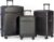 SKROSS Apex 3 Piece Hardside Luggage Set: 28 Inch Large Suitcase, 24 Inch Medium Checked Travel Luggage & 20 Inch Carry On Luggage. Hardshell Suitcases with Spinner Wheels (Black)