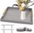 SXNOWS Wooden Serving Tray with 2 Sets of Handles,Large Ottoman Tray for Living Room, Rectangular Wood Tray for Coffee Table, Modern Farmhouse Kitchen Decor, 4 Round Coasters Included,Gray