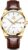 OLEVS Mens Watch Brown Leather Band Dress Watch for Men Quartz Waterproof Men’s Wrist Watch 38MM Gold Case Easy to Read Day Date Business Casual Men Watches Gifts for Him Relojes para Hombres