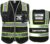 BeautyWill ANSI Certified Custom Logo Safety Vest 8-Pockets Class2 High Visibility Reflective Vest for Men – Personalized Logo Heavy-Duty Work Vest（Black，L）