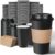 Ginkgo 100 Pack Disposable Coffee Cups with Lids and Sleeves 16 oz, To Go Black Paper Hot Drinks Cups for Home, Cafes and Coffee bar Accessories