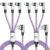 Gamer-Friendly & Travel Essentials 90 Degree Multi Charging Cable [2Pack 5FT], Right Angle 3 in 1 Charging Cable with USB-A to USB C/IP/Micro USB, Compatible with iPhone, Galaxy, Huawei, iPad and More