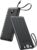 VRURC Portable Charger, Built-in 4 Cables Slim Power Bank 10000mAh, USB C Charging Bank with LED Display, Compact Travel Battery Pack with 5 Outputs for Multi Devices, Android-Black(1 Pack)