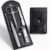 HANTEKAS Travel Manicure Set Professional Nail Clipper Kit-5 Pieces Stainless Steel Manicure Kit, Women Men Grooming kit With Nail Care Tools Beauty Scissors Tweezers (Silver Black)