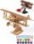 BOOZUU 3D Wooden Airplane Puzzle for Adults, DIY Paintable Biplane Aircraft Model Kit with Paints and Brushes, 105 Pcs Wooden Craft for Home Decor