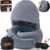 LOEXAIR™ Hooded Pro Travel Pillow – Memory Foam Neck Support Pillow for Airplane, Flight – Super-Soft Pure Cotton Fabric, Maximum Privacy & Light-Block Design, Lightweight Full Travel Kit – Light Grey